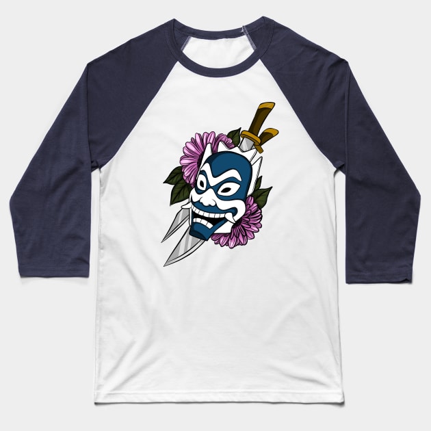 Blue Spirit mask AVATAR Baseball T-Shirt by HeichousArt